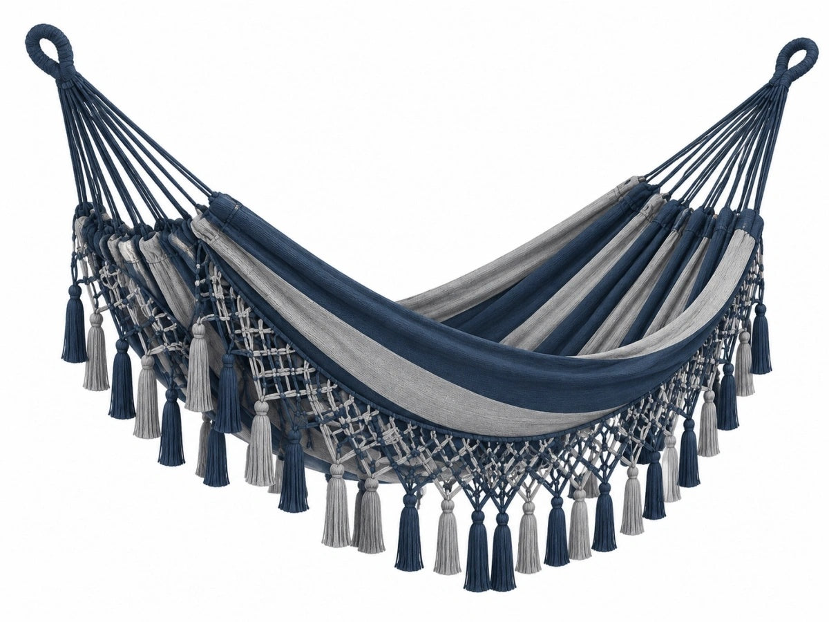 Amaca Matrimoniale - Cotone Blu/Grigio - Esterno