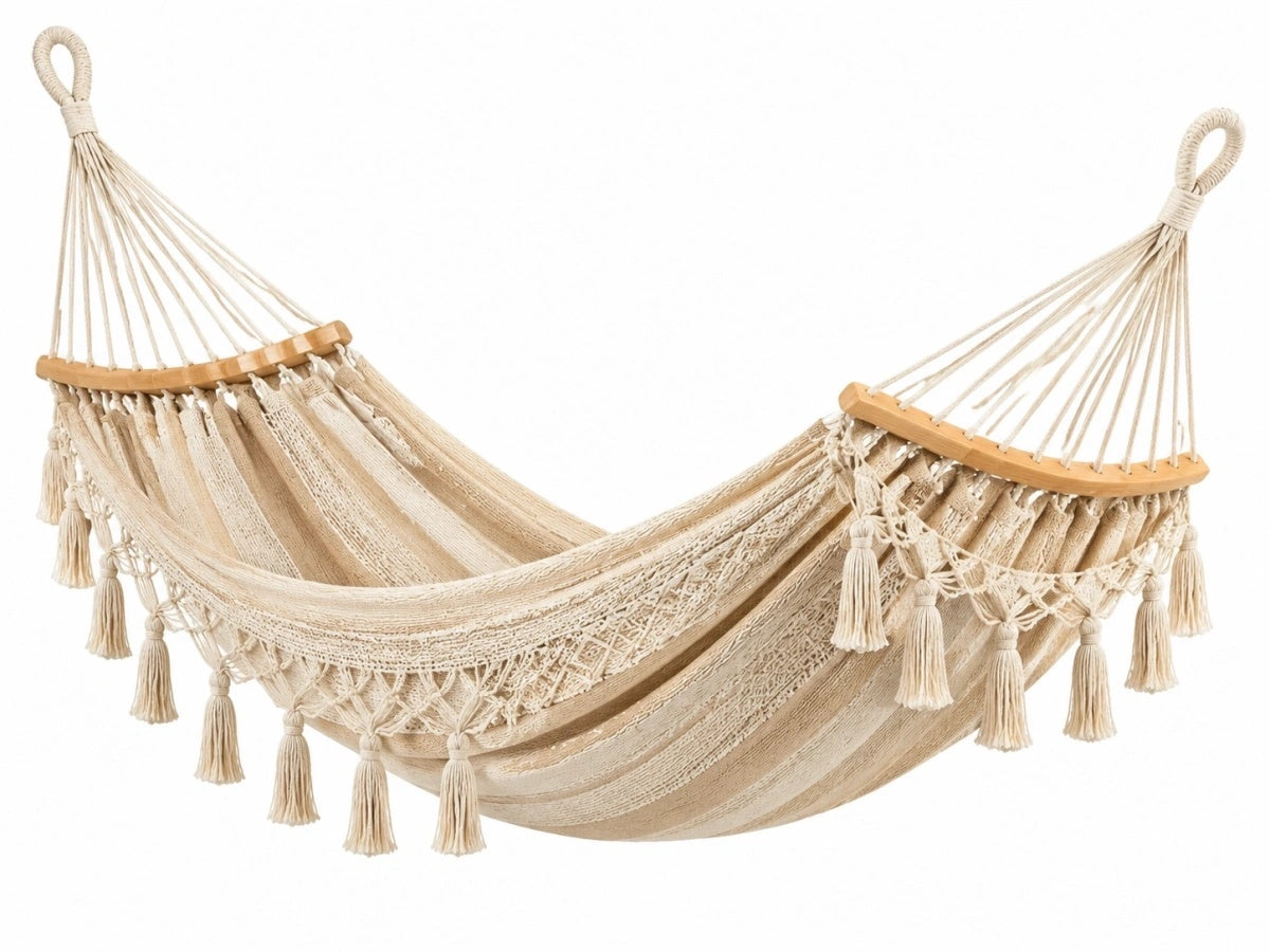 Amaca in Cotone con Frange e Decorazioni - Relax per Esterno