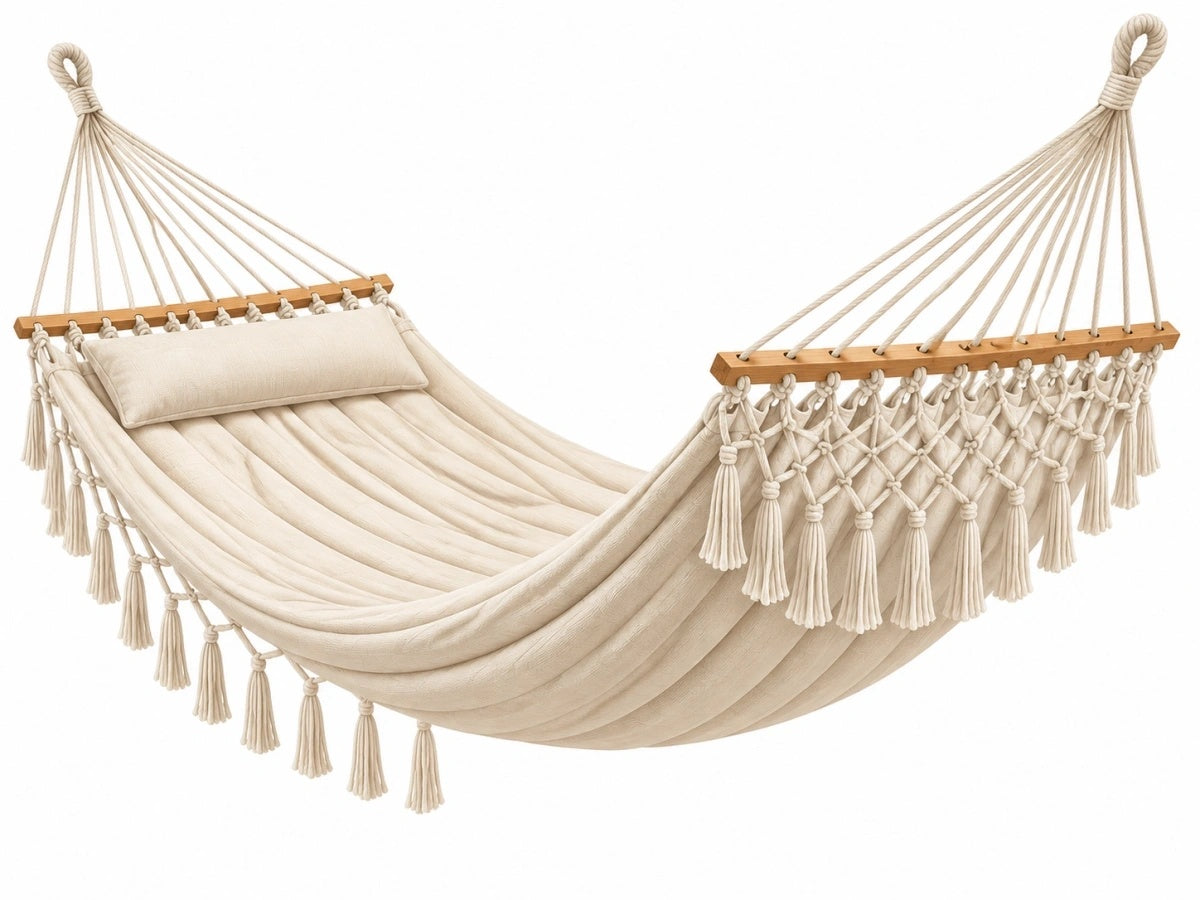 Amaca Cotone Beige con Frange - Esterni/Interni