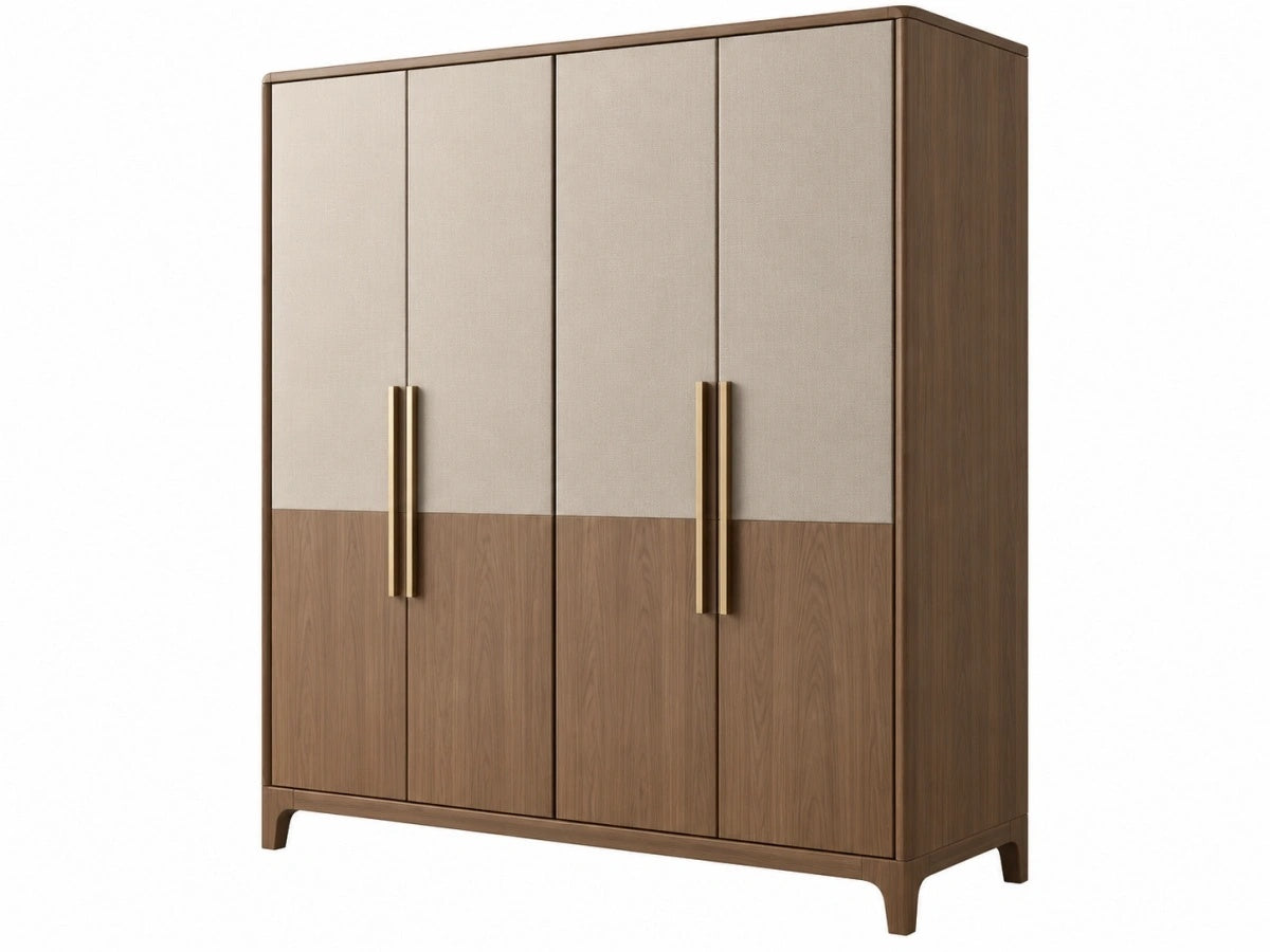 Armadio a Quattro Ante - Legno/Beige - Moderno