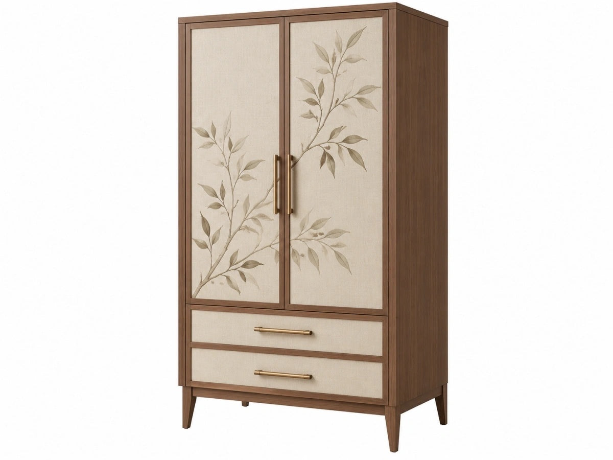Armadio legno 2 ante 2 cassetti - Stile naturale