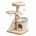 Albero tiragraffi per gatti 60 x 50 x 120 cm in legno beige e verde con cuccia e piattaforme