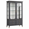 Vetrina 100 x 40 x 190 cm in legno nero con vetro - stile classico con cassetti