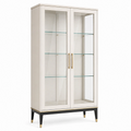 Vetrina 90 x 40 x 180 cm in vetro e legno bianco con ripiani stile moderno