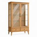 Vetrina 90 x 40 x 180 cm in legno e vetro color rovere - due ante e cassetti stile retrò