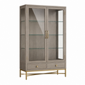 Vetrina 100 x 45 x 190 cm in legno grigio con vetro e cassetti - stile contemporaneo