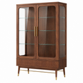 Vetrina 100 x 45 x 190 cm in legno marrone con ante in vetro stile moderno