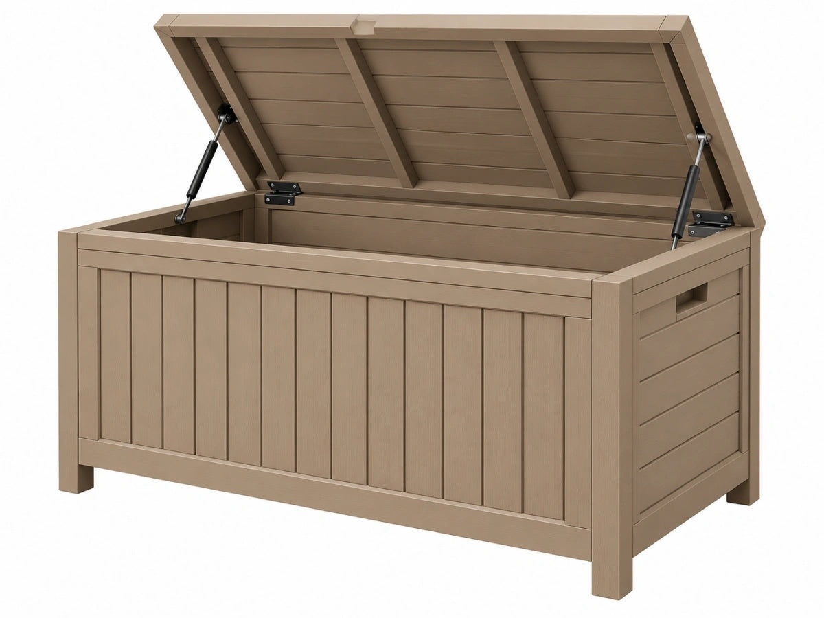Baule Contenitore da Giardino 120x45x60 CM Plastica Marrone